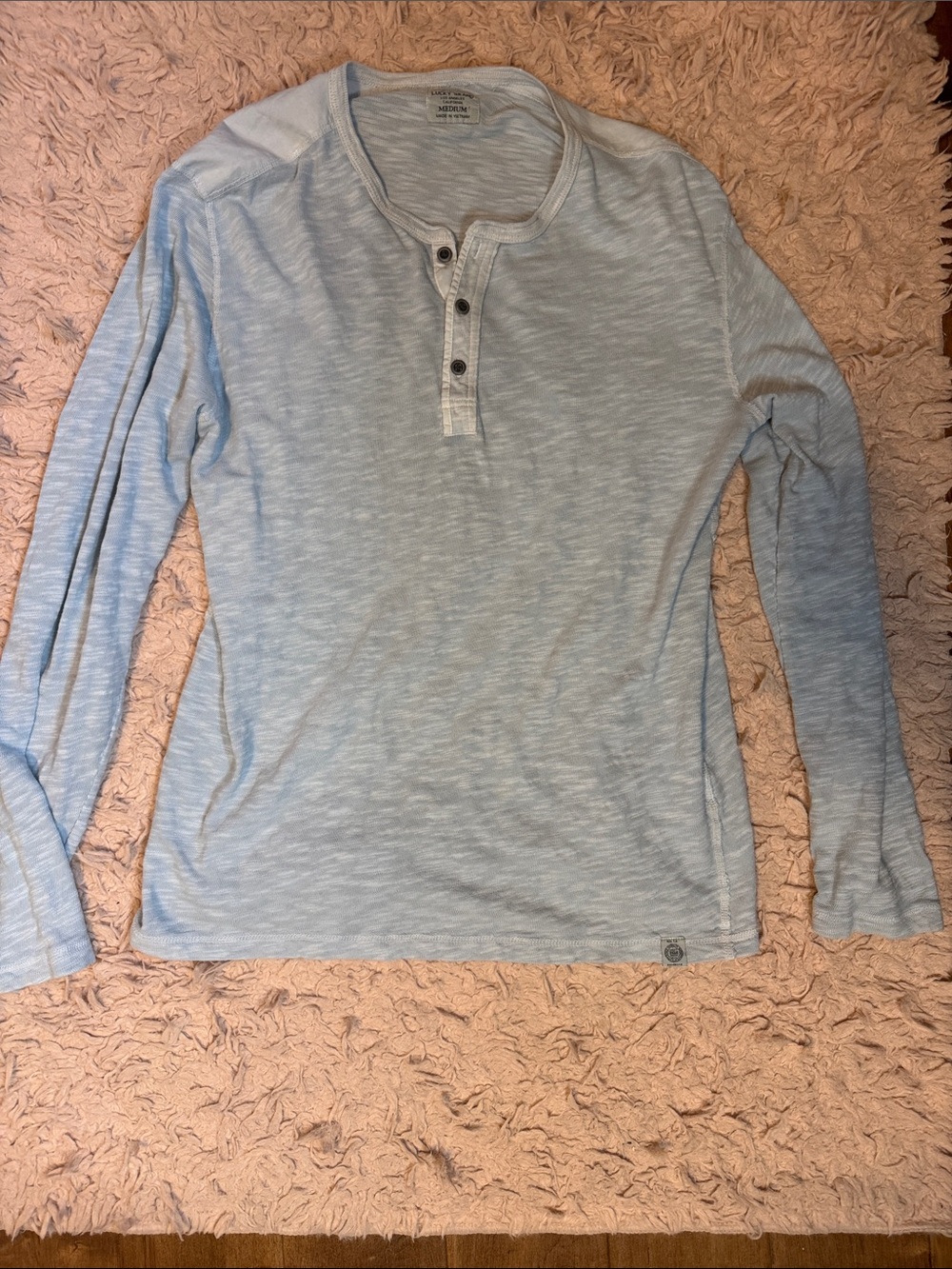 Lucky Brand Light Blue Long Sleeve Henley Shirt - Men's medium